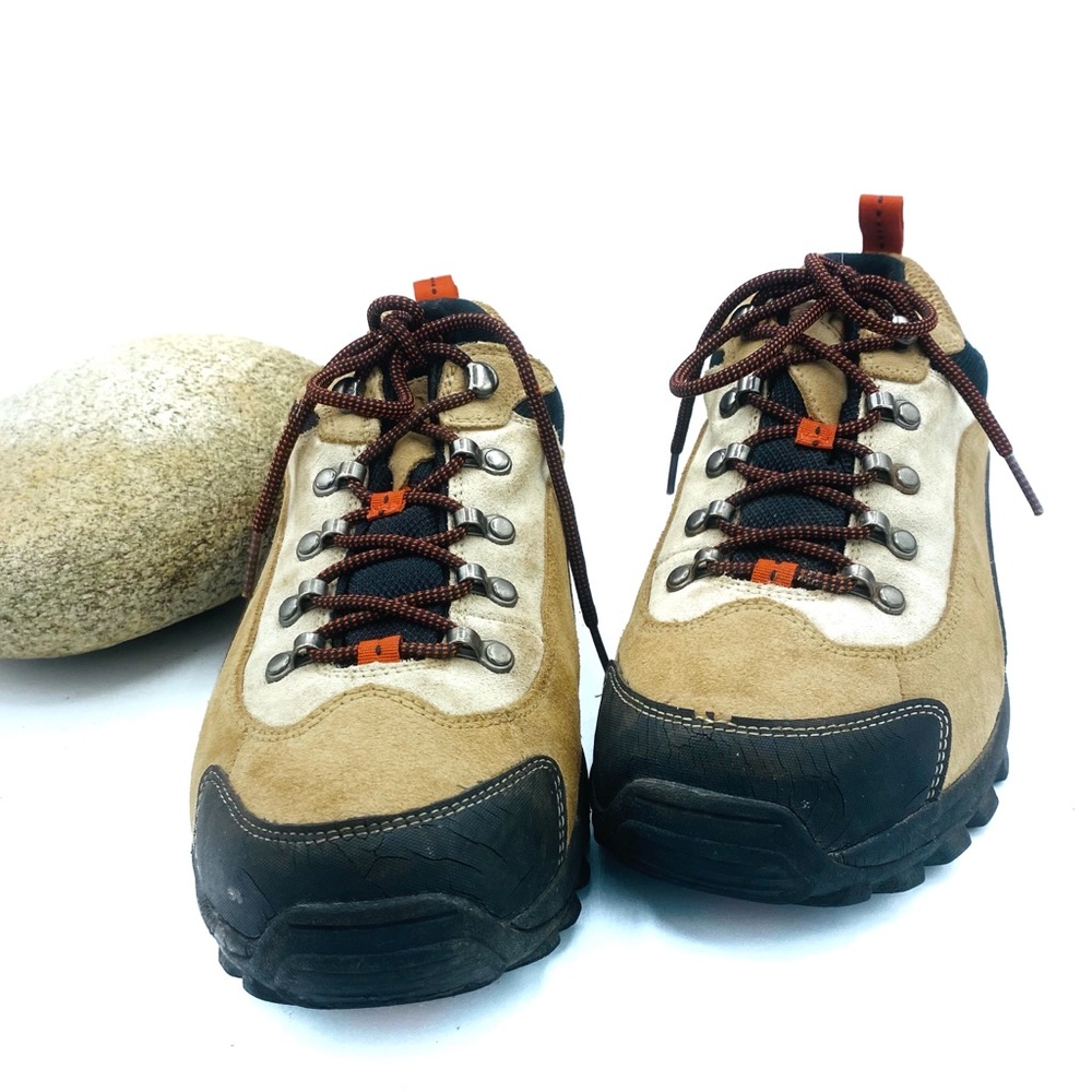 Lands End Women's Tan & Black Lace Up Casual Hiking Shoes Trail Leather SZ 11